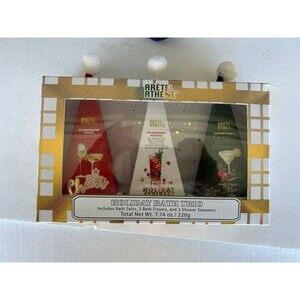 Arete & Athene Holiday Bath Trio Gift Set Bath Salts Fizzers Shower Steamers